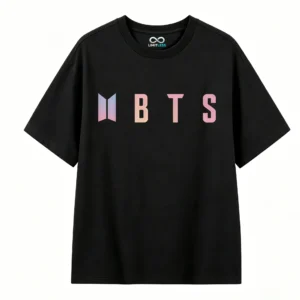 Remera BTS logo, doble estampado algodón oversize unisex