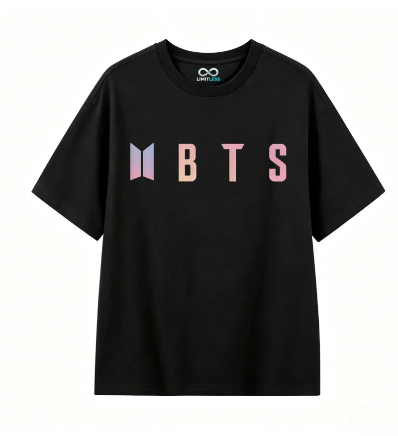 1 Remera BTS logo, doble estampado algodón oversize unisex