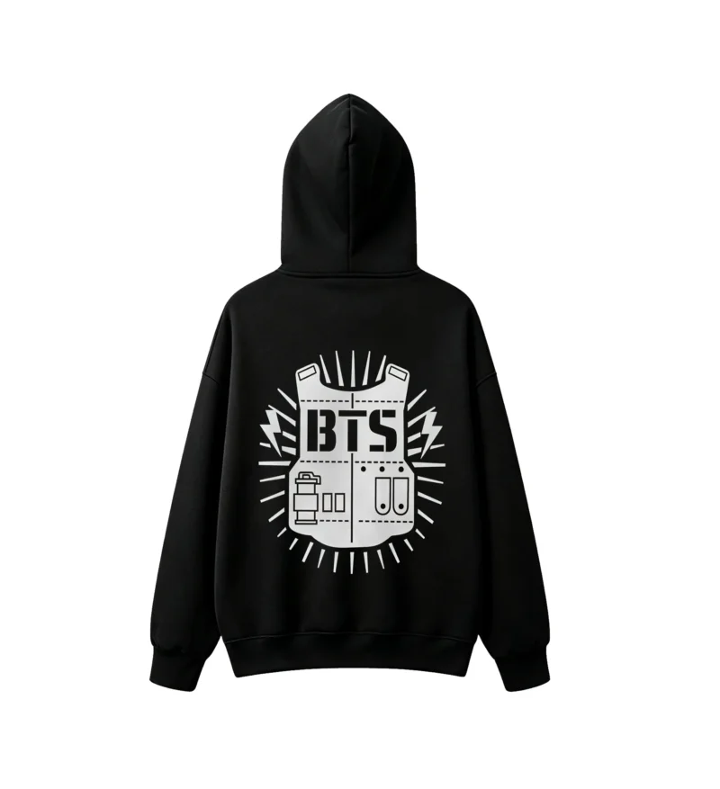 2 Buzo capucha BTS, doble estampado oversize unisex algodón