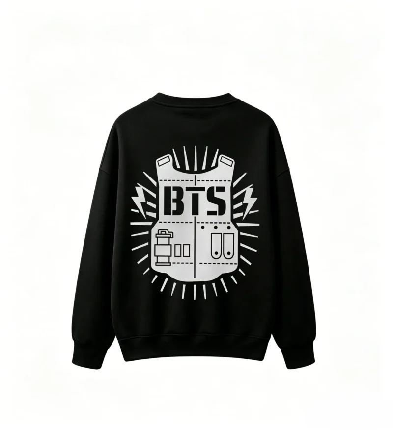 2 Buzo cuello redondo BTS, doble estampado oversize unisex