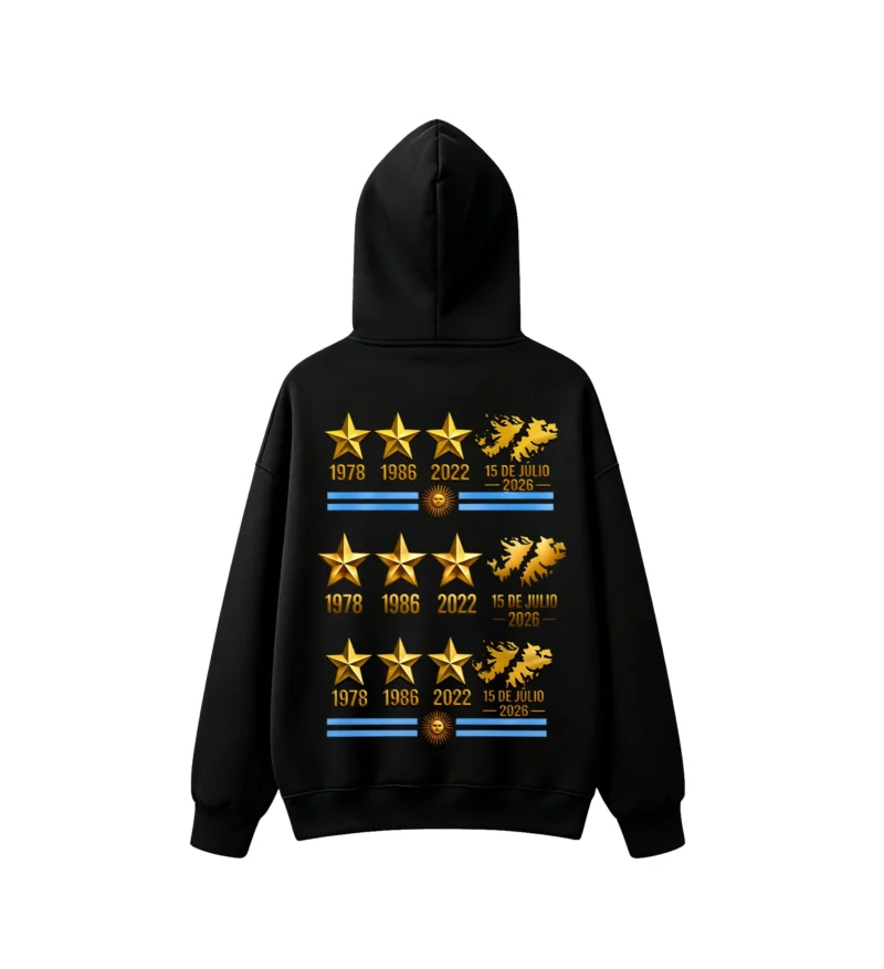 2 Buzo Argentina 3 estrellas, doble estampado oversize unisex