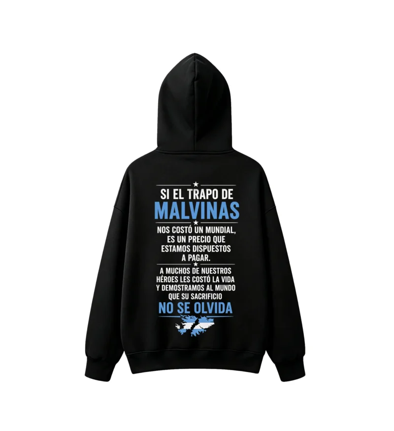 Buzo capucha Malvinas 3 estrellas, doble estampado oversize unisex