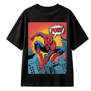 2 Remera Spiderman cómic, doble estampado algodón oversize unisex