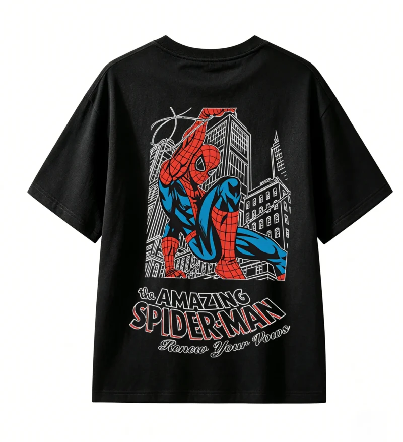 2 Remera Spiderman doble estampado oversize algodón