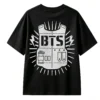 2 Remera BTS logo, doble estampado algodón oversize unisex