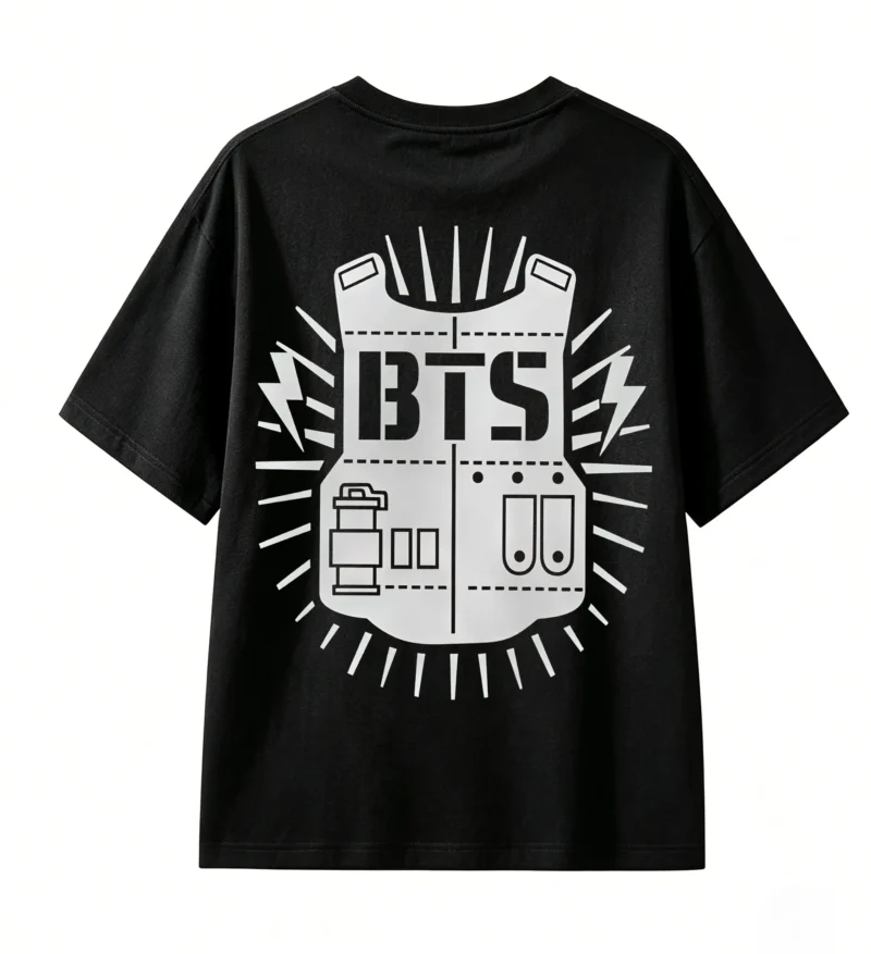 2 Remera BTS logo, doble estampado algodón oversize unisex