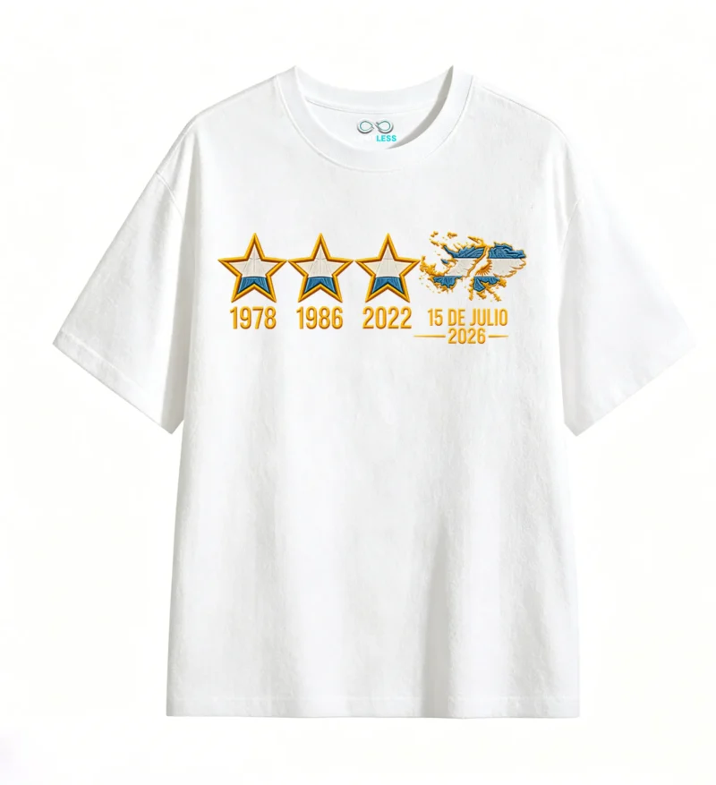Remera Argentina 3 estrellas, doble estampado algodón oversize unisex