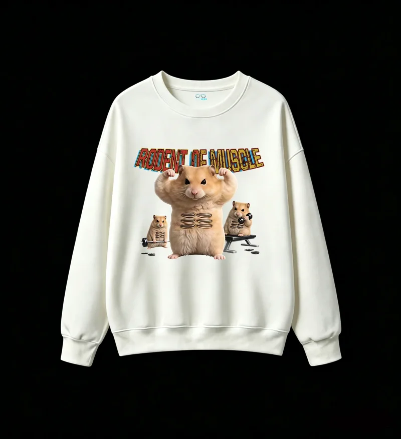 3 Buzo redondo hámster gym estampado oversize