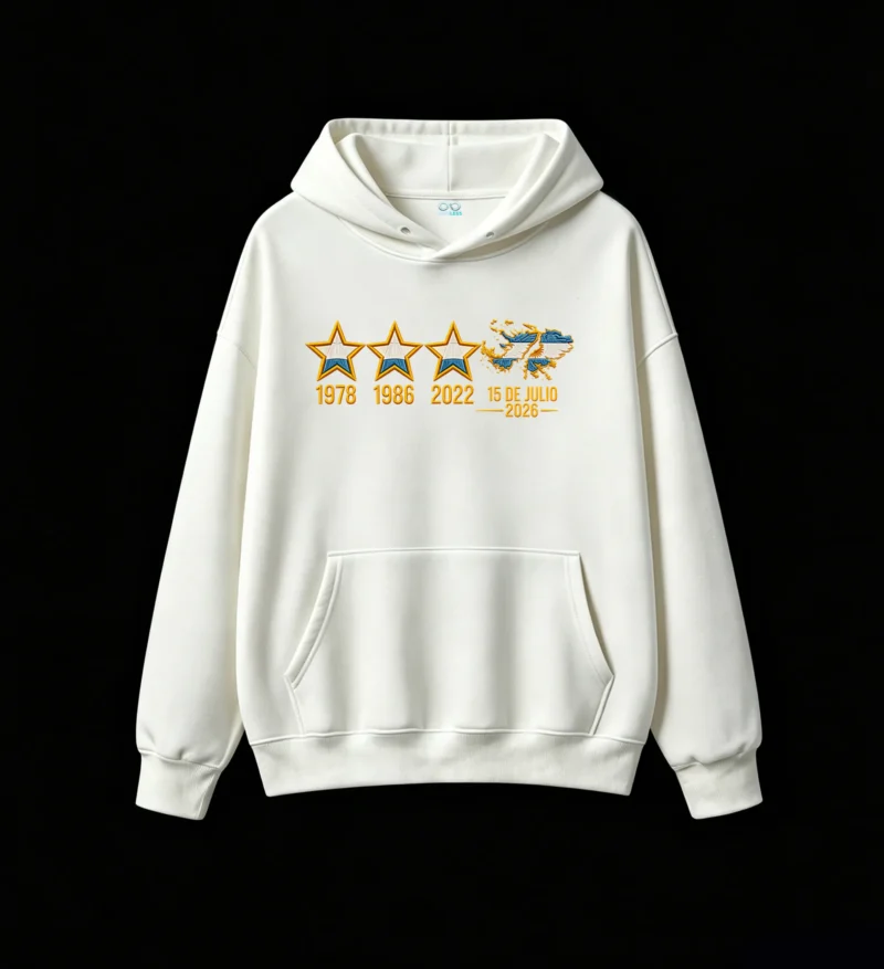 3 Buzo Argentina 3 estrellas, doble estampado oversize unisex