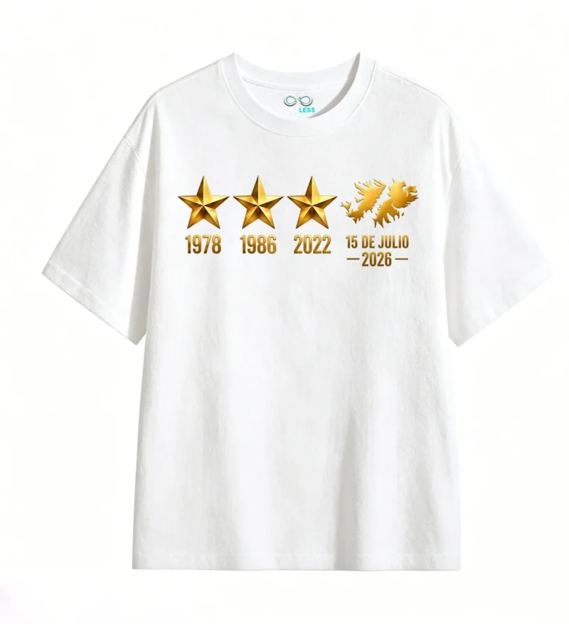 3 Remera 3 estrellas Malvinas, doble estampado oversize unisex