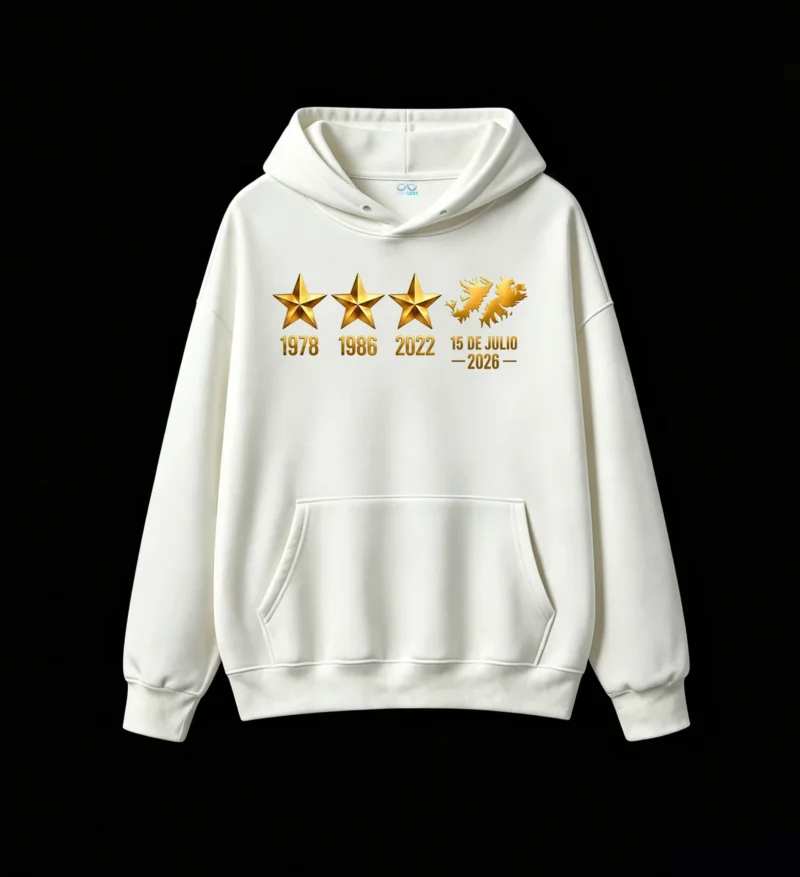 Buzo capucha Malvinas 3 estrellas, doble estampado oversize unisex