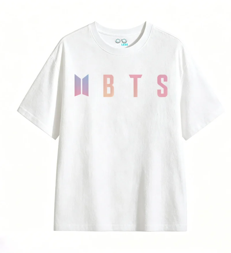 3 Remera BTS logo, doble estampado algodón oversize unisex