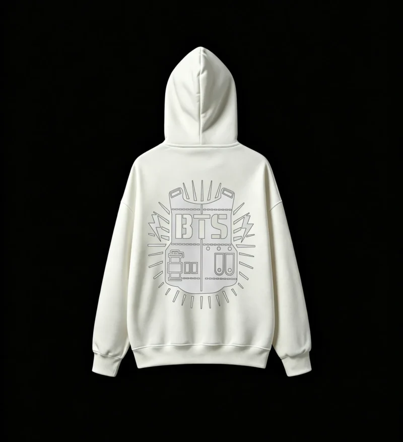 4 Buzo capucha BTS, doble estampado oversize unisex algodón