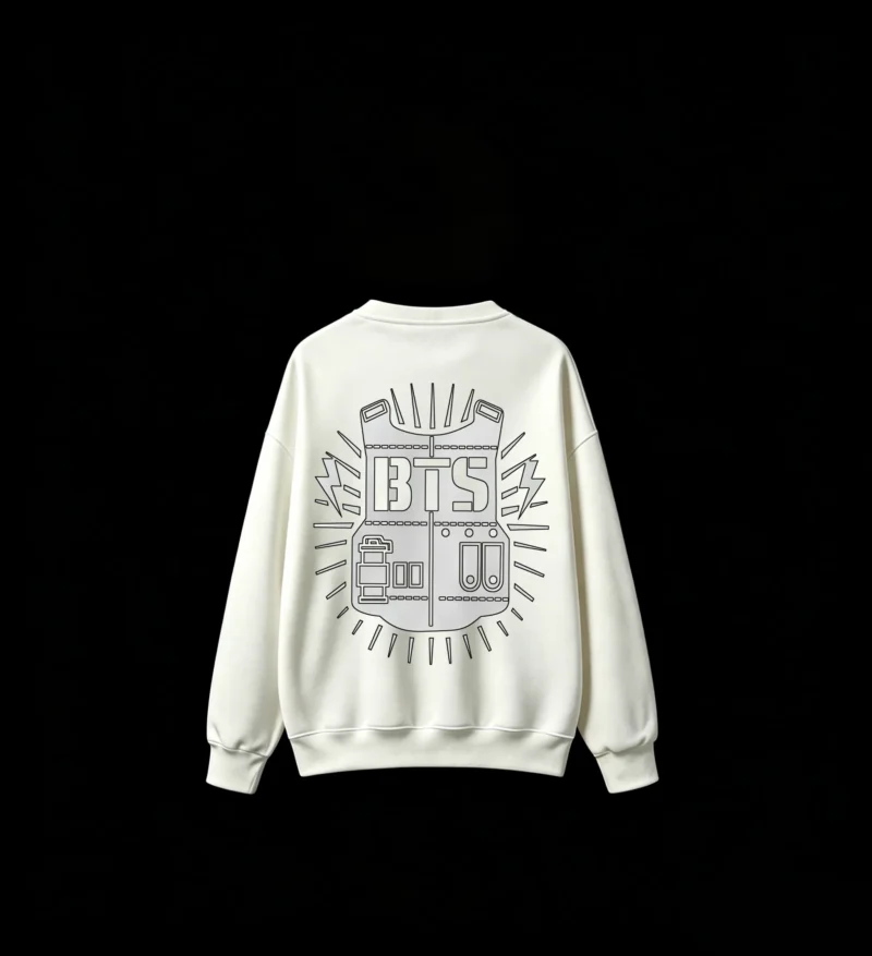 4 Buzo cuello redondo BTS, doble estampado oversize unisex