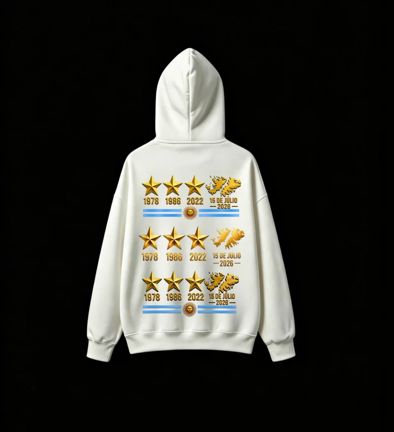4 Buzo Argentina 3 estrellas, doble estampado oversize unisex