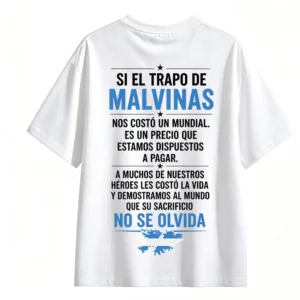 4 Remera 3 estrellas Malvinas, doble estampado oversize unisex