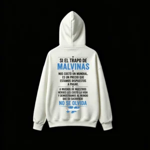 Buzo capucha Malvinas 3 estrellas, doble estampado oversize unisex