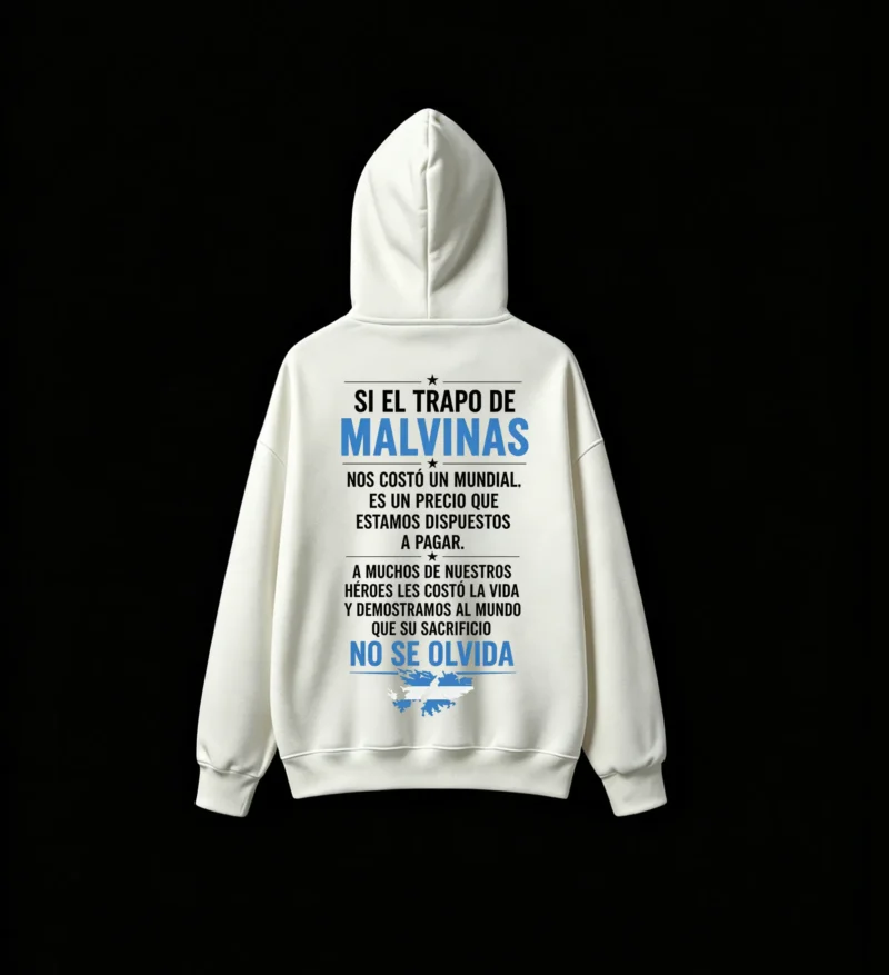 Buzo capucha Malvinas 3 estrellas, doble estampado oversize unisex