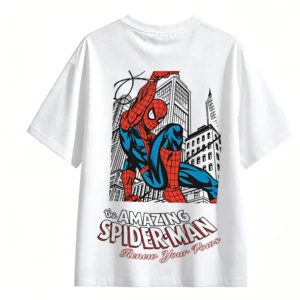 4 Remera Spiderman doble estampado oversize algodón