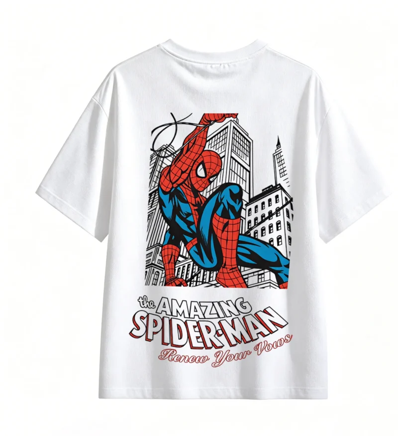4 Remera Spiderman doble estampado oversize algodón