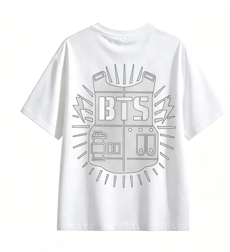4 Remera BTS logo, doble estampado algodón oversize unisex