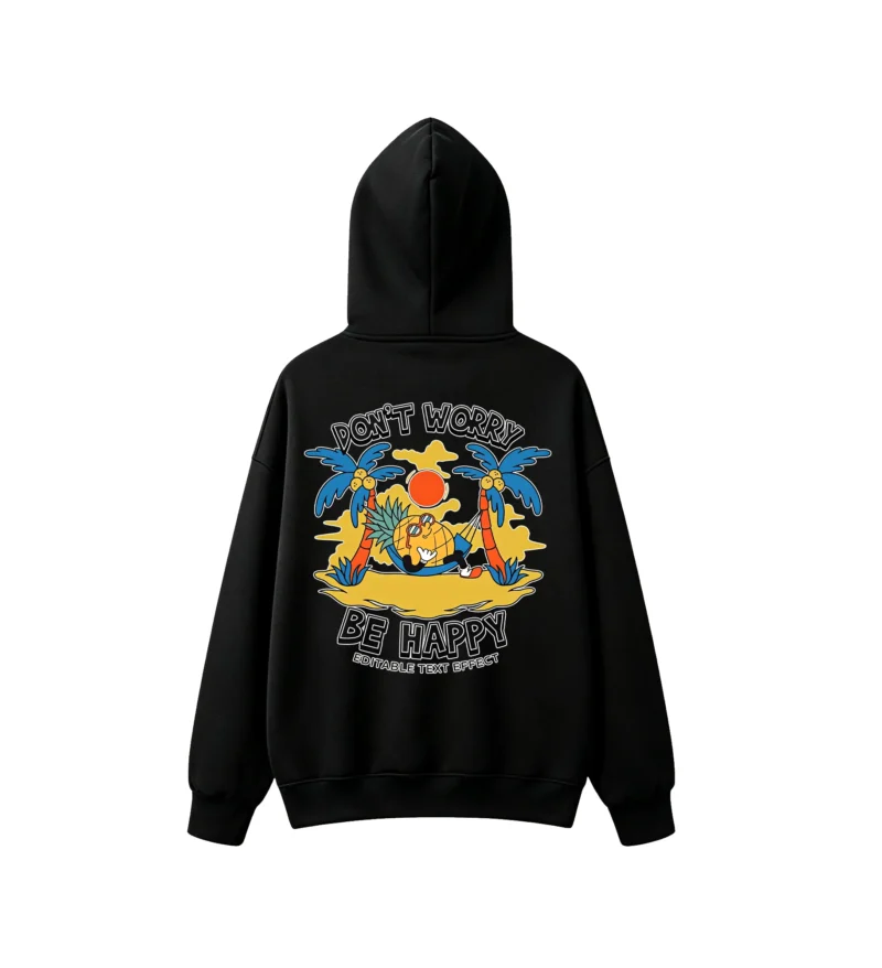 主图_01 Don't Worry Be Happy Pineapple Back Print Hoodie