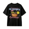Enjoying The Summer Coconut Print Back Graphic T-Shirt