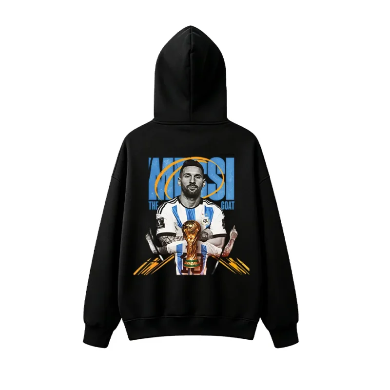 Lionel Messi The Goat World Cup Champion Back Print Hoodie