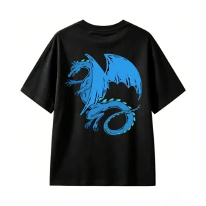 Blue Dragon Graphic Back Print T-Shirt