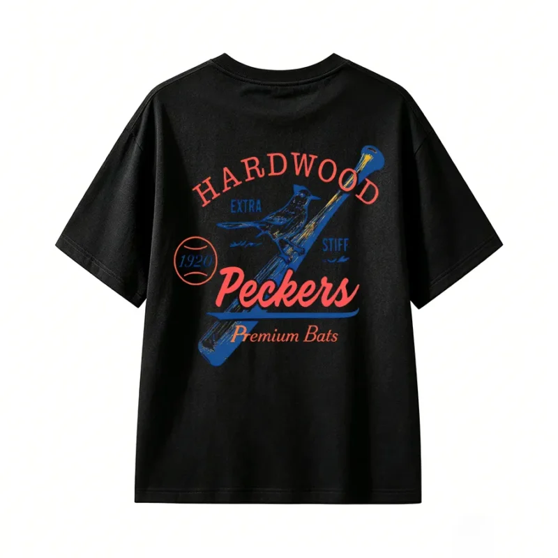 Hardwood Peckers 1920 Baseball Bat Retro Graphic T-Shirt