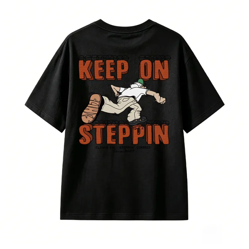 主图_01 KEEP ON STEPPIN RUNNING CARTOON GRAPHIC BACK PRINT TEE