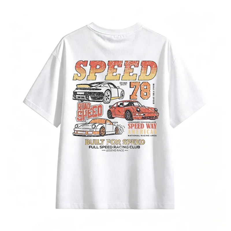 主图_02 Vintage Speed 78 Racing Car Back Print T-Shirt