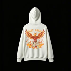 主图_02 Rise Again Phoenix Bird Flame Back Print Hoodie