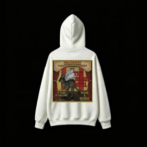 CAMPFIRE TALES JERSEY DEVIL VINTAGE CIRCUS BACK PRINT HOODIE