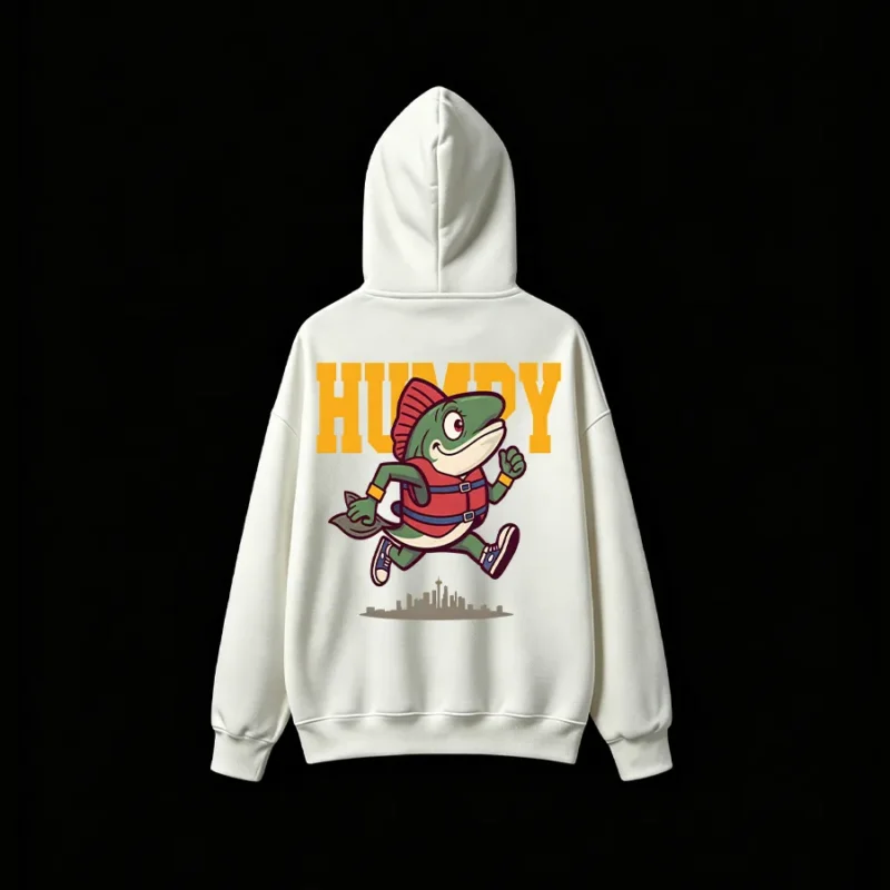 主图_02 Humdy Running Fish Graphic Back Print Hoodie