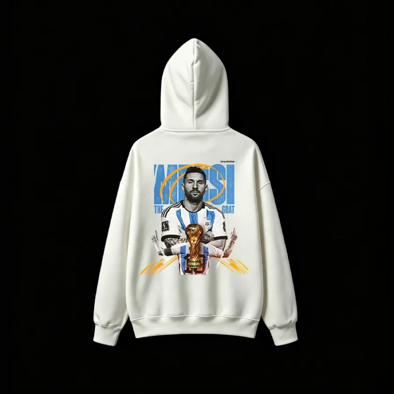 Lionel Messi The Goat World Cup Champion Back Print Hoodie