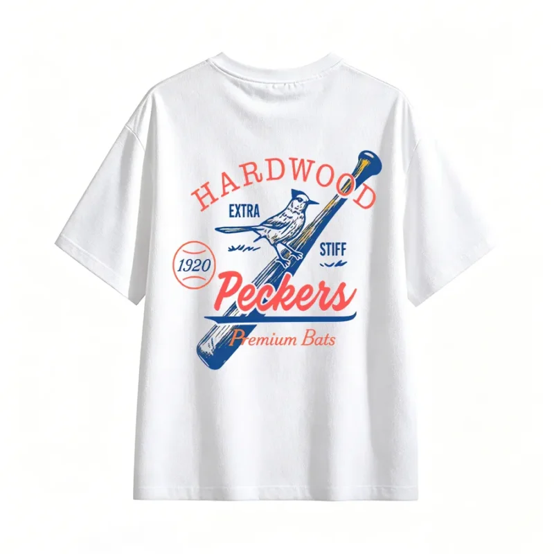 Hardwood Peckers 1920 Baseball Bat Retro Graphic T-Shirt