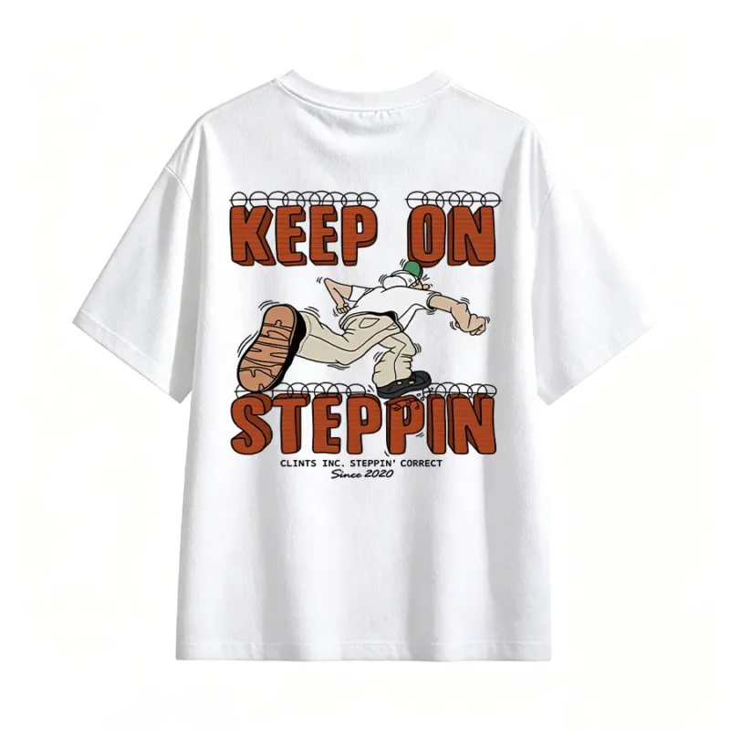 主图_02 KEEP ON STEPPIN RUNNING CARTOON GRAPHIC BACK PRINT TEE
