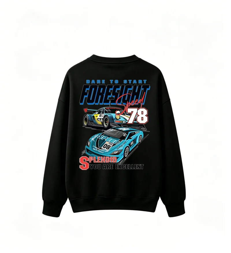 主图_1 Racing Car Dare To Start Speed 78 Graphic Crew Neck Sweatshirt