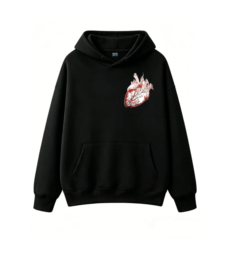 主图_1 Buzo con Capucha Algodón Estampado Corazón Artístico Diseño Exclusivo