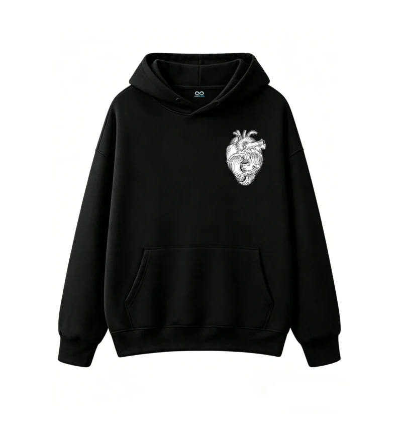 主图_1 Buzo con Capucha Algodón Estampado Corazón Galaxia Premium Casual