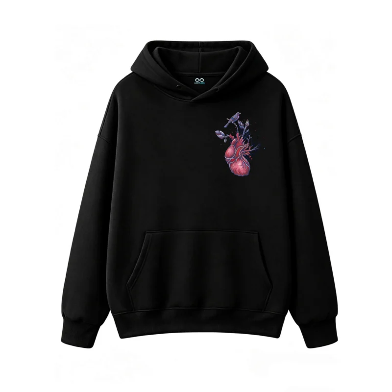 Buzo con Capucha Algodón Estampado Corazón Floral Arte Surrealista