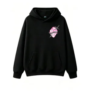 Buzo con Capucha Algodón Estampado Corazón Neón Estilo Urbano Oversize