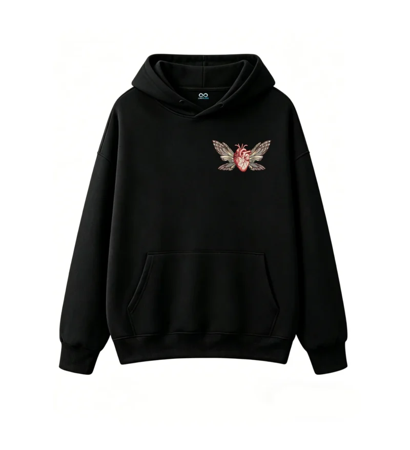 主图_1 Buzo con Capucha Algodón Estampado Corazón Alas Aesthetic Oversize