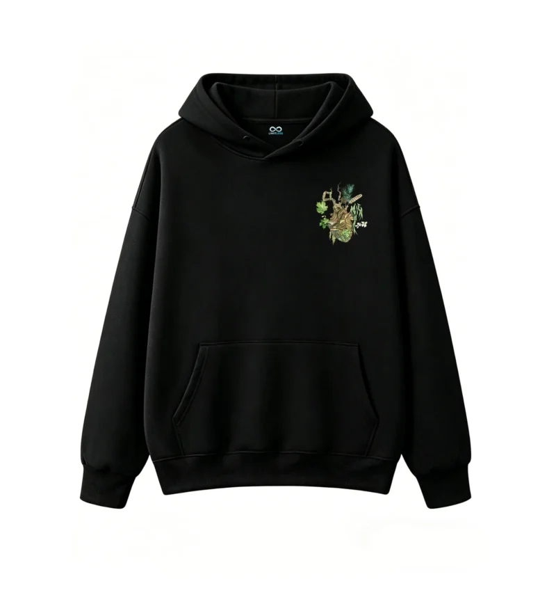 主图_1 Buzo con Capucha Algodón Estampado Naturaleza Corazón Bosque Orgánico