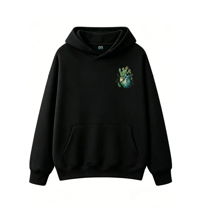 主图_1 Buzo con Capucha Algodón Estampado Corazón Cactus Botánico Premium