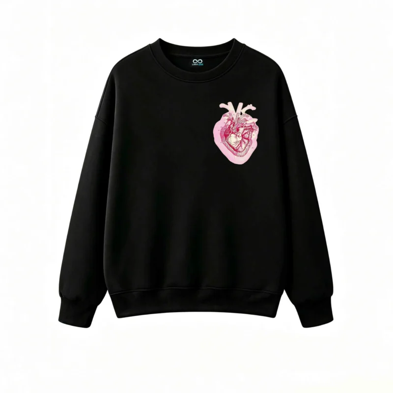 Buzo Cuello Redondo Algodón Estampado Corazón Anatómico Diseño Vintage