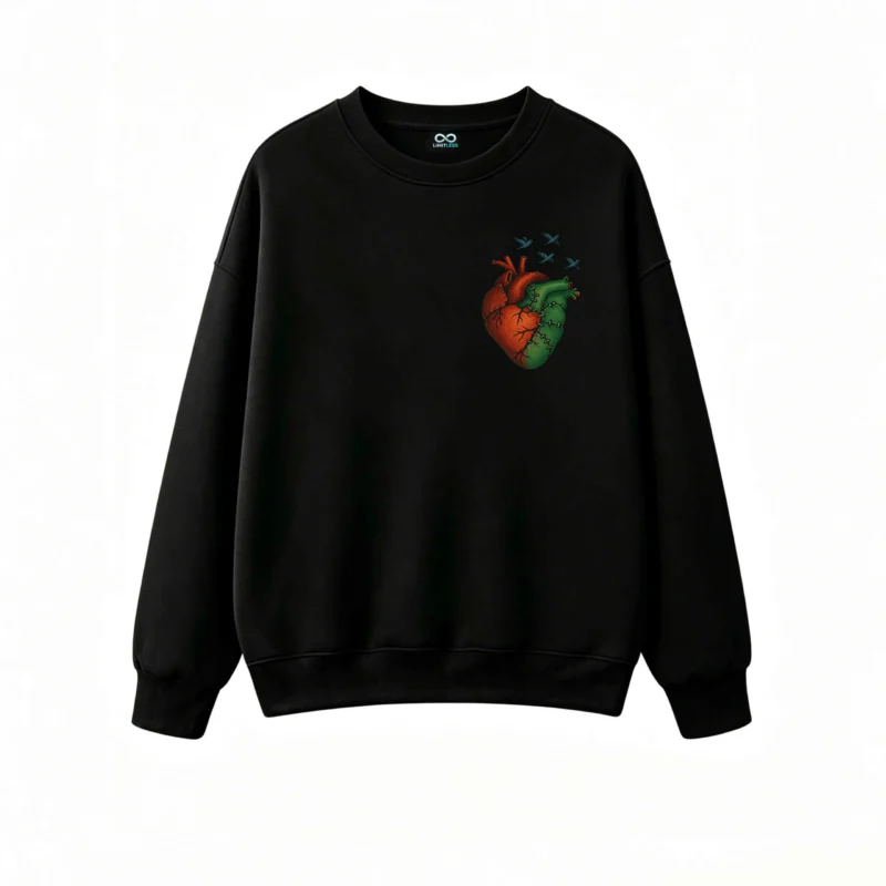 Buzo Cuello Redondo Algodón Estampado Corazón Anatómico Arte Urbano Premium