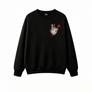 主图_1 Buzo Cuello Redondo Algodón Estampada Corazón Artístico Pinceles Rosa