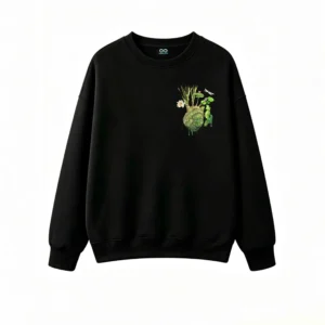 Buzo Cuello Redondo Algodón Corazón Botánico Estampado Naturaleza Artística